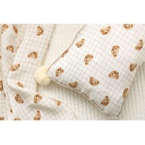 22년여름신상! 인견원단 대폭 꼰사 무형광 곰돌이 미니베어 체크