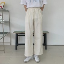 네쥬 여성 봄 여름 밴딩 데일리 일자 와이드 팬츠