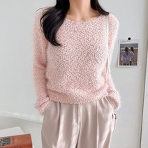 모노치코 보글 라운드 앙고라 여성 부클 니트 BKK-0695