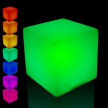야광맨 LED 큐브의자 1pcs 파티 행사 소품, [옵션01] LED큐브의자 40 cm +충전어댑터+리모콘