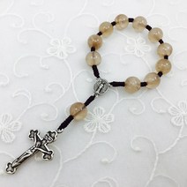 브라운 화청옥 1단 매듭 묵주