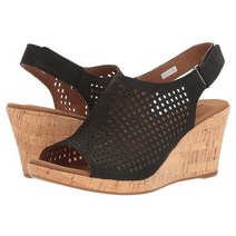 락포트 Briah 가죽 여자여름샌들힐 웨지 슬리퍼힐 7센치 블랙