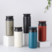 이중뚜껑 실리콘패킹 완벽밀폐 물새지않는 스텐 트래블 보온 보냉 텀블러 350ml, 네이비