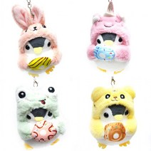 귀여운 동물잠옷 펭귄 캐릭터 인형 키링, 퍼플