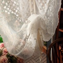 에어커튼 미국 국가 로마 tulle 커튼 창 풍선 커튼 블라인드 주방 거실 용 수 놓은 얇은 커튼, 하얀, w83 x h230cm, 로드 포켓