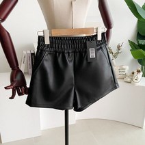 메이룸 LS-1068 레자 숏 기본 S-2XL 본딩 기모 레더 가죽 A라인 밴딩 반바지