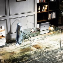 폭넓은책상 투명 얇은 넓은 모던 책상 책상겸테이블, 유리테이블 120x40x75(이중층)