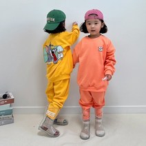 꿈망울) 유아동복 봄가을 남여공용 아이스크림 먹는 톰제리 라운드 맨투맨+바지 상하세트