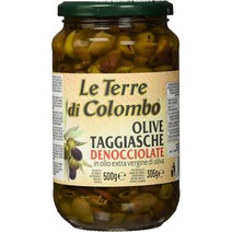 이탈리아 르테레 디 콜롬보 Le Terre di Colombo 씨를 제거한 타지아스카 올리브 통조림 500g, 4팩