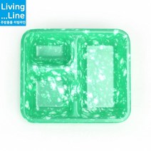 KT 중국집 3절 나눔 접시 단무지 그릇 분식집 찬기 복고식기 레트로 녹색 옛날 그릇식당용 업소용 반찬 용기 찬기볼 반찬그릇 샐러드 브런치 접시, 쑥_사각3절