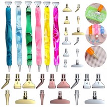 보석십자수금속펜 핸드메이드 다이아몬드 페인팅 금속펜 펜슬 새로운 diy 도구 포인트 드릴 7pcs 금속 포인트 드릴 헤드 멀티 플레이서 팁 드릴 액세서리 (랜덤발송), 1개, 연분홍