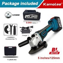 무선그라인더 브러시리스 전기 앵글 그라인더 100mm125mm 마끼다 18V 배터리용 충전식 3 단 그라인딩 커팅 머신, One Battery Plastic+125mm US