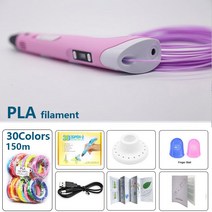 아이를위한 3D 펜 인쇄 d 그리기 LCD 화면 및 PLA 필 라 멘 트 DIY 장난감에 대 한 부모-자식 크리스마스, 02 Pink with PLA 150M