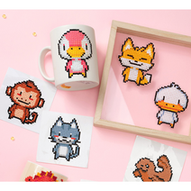 [동물 보석 십자수] DIY 큐빅 공예 놀이 오리 여우 고양이 원숭이 펭귄 캐릭터 만들기, 4. 원숭이