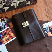 웨딩앨범 포토앨범 수제 빈티지 소가죽 조합 잠금 고급 가죽 보물 선물 DIY 블랙 내부 페이지 25 장 쓰기 가능, A