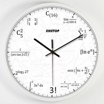 저소음 수학 공식 시계 학원 개업선물 인테리어 원형 디자인, C 화이트