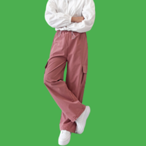 여성 카고 와이드 통 긴 바지 봄 가을 고무줄 편안한 키작녀 조거 팬츠