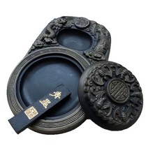 벼루 서예 세트 서예함 문방사우 사군자 국화 부채 난초 서예붓 미술 전문가 대나무, 금색