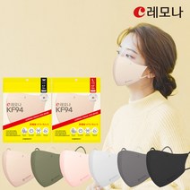 레모나 마스크 프레쉬 비타 KF94 새부리형 6종 컬러 중형 대형 100매입, 5매입, 20개, 블랙