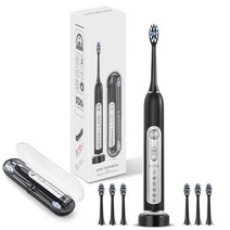 첨단 칫솔 구강 청결기 subort 슈퍼 소닉 전동 스마트 타이머 화이트닝 ipx7, 검은색