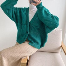 [바보사랑] 여자 가을 떡볶이단추 브이넥 긴팔 가디건
