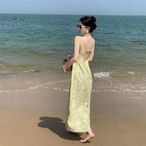 그린 백오프 비치원피스 휴가지원피스
