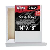 U.S. Art Supply 10.2 x 15.2cm(4 x 6인치) 갤러리 깊이 3.8cm(1-1/2인치) 프로파일 스트레치 캔버스 5팩 - 355ml(12온스) 아크릴 젯소, 14 x 18