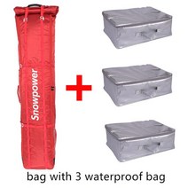 스노보드가방 보드부츠가방 스키 스노보드 휠 방수 길이 조절 가능한 접이식 완전 210cm 크기 가능, 2.Red