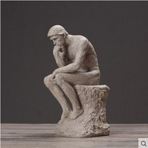카페 인테리어 로뎅 생각하는 사람 조각상 -실버