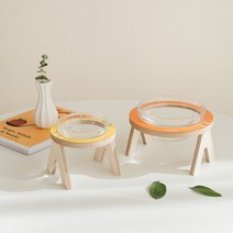 강아지 고양이 원목 물그릇 밥그릇 식기 수반 찹찹이, 우드, Large(유리그릇 1개 포함)