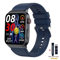 스마트워치 웨어러블 손목시계 (에서 선박 us) E500 혈액 설탕 스마트 워치 ECG + PPG HRV 혈압 체온 Smart, 02 silica blue