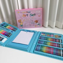 마이랑컴퍼니 208pcs 3단 미술세트 키즈 미술학원 어린이집 유치원 답례품 학용품세트 아트세트 그림그리기 미술놀이, 블루