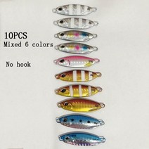 10 pcs 듀오 드래그 메탈 캐스트 10g-40g 슬로우 지깅 루어 스푼 지그 낚시 루어 바닷물 루어 메탈 베이스 지그 isca peche pesca, 40g, 10pc 후크 없음 6color