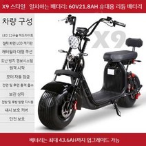 리튬 배터리 할리 전기 자동차 큰 바퀴 넓은 타이어 페달 자전거 이륜 성인 작업 스쿠터 전동, 9. X9 모델 분리 가능 21.8A, 60V