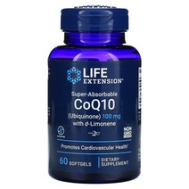 Life Extension d-리모넨 함유 고흡수성 CoQ10(유비퀴논) 100mg 소프트젤 60정