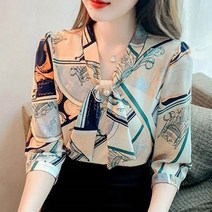 여성 디자인 긴팔 상의 7부 블라우스