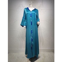 이슬람 무슬림 히잡 ramadan muslim satin hooded party 맥시 드레스 여성 술 장식 느슨한 로브 abaya 패션 두바이 여성 kaftan 가운