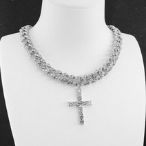 크로스 펜던트 10mm hip hop miami cuban link chain mens iced 목걸이 여성 랩퍼 가수 크리스탈 보석 종교 rock roll