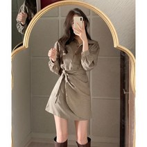 셔츠원피스 상견례옷차림 미디 체크 결혼식하객룩 바스락 펀칭 커플시밀러룩 4월하객룩