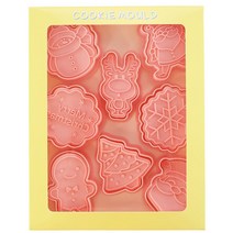 크리스마스 만화 쿠키 금형 풀 세트 홈 3D 스테레오 프레스 커팅 다이 캔디 베이킹 도구, 8개세트