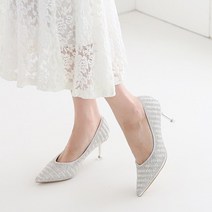 올팜 여성 도트 큐빅 보석 글리터 스틸레토 하이힐 웨딩슈즈 7cm 2컬러