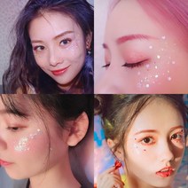 트루픽 [듀오풀 정품] 페이스 메이크업 글리터 파츠 12개입 반짝이 네일아트 크리스마스 파티 연말파티 신년회 송년회 홈파티 워터밤, 글리터 파츠 시즌1, 12_디자인F+글루 5g 세트