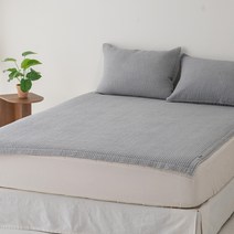 소르잠 순면 60수 피그먼트 고정밴드 이불 침대 패드, 블루그레이