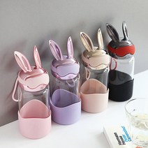 휴대용 내열유리 유니크 래빗 보틀 텀블러, 로즈핑크