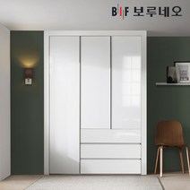 보루네오 10cm 샤인3단서랍 여닫이 작은방 붙박이장 5자 6자 7자, 화이트 10cm