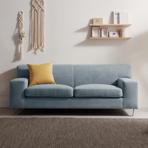 보니애가구 에코 아쿠아텍스 클린 3인용 패브릭 소파, 스카이블루