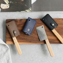 휴대용 미니중식도 안전 인조 가죽커버 캠핑 가방 칼, 브라운