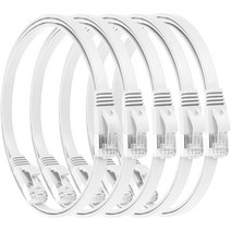 10Gtek 1~3m 5조 Cat7 RJ45 차폐 이더넷 케이블 10Gbps 플랫 인터넷 네트워크 LAN 케이블 CAT6a CAT6 및 CAT5e 보다 빠름 흰색, 1M-5pcs