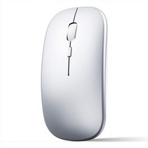 노트북 컴퓨터 pc용 무선 충전식 마우스 슬림 미니 무소음 가정/사무실용 2.4G, 은