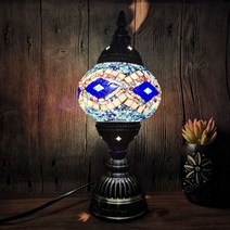 스테인드글라스 스탠드 미니 터키 협탁 조명 중동 인테리어 식탁 거실 베란다 마름모 조명 등, B_일본 플러그